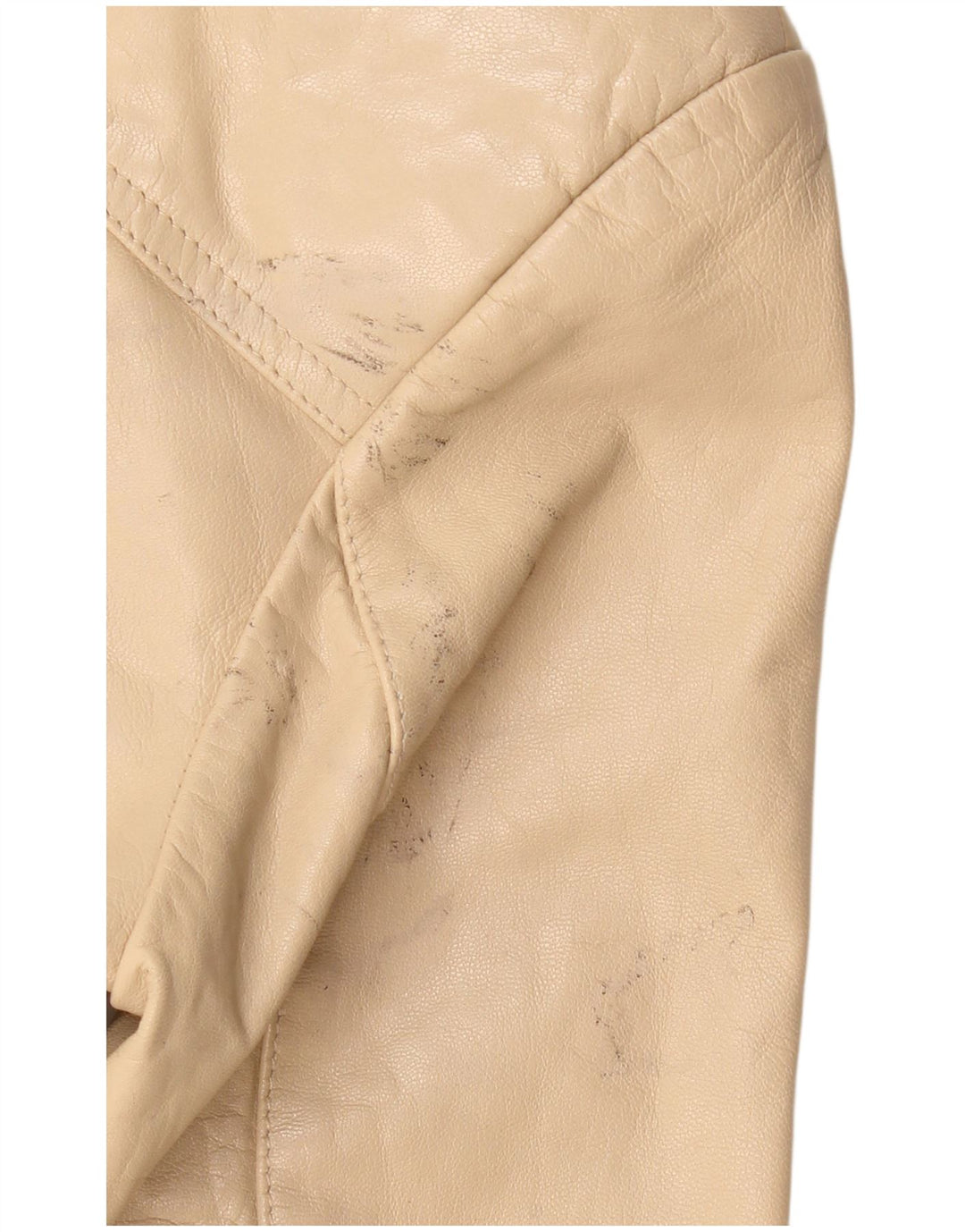 VINTAGE Dame 4-knaps læder blazerjakke IT 36 XS beige læder