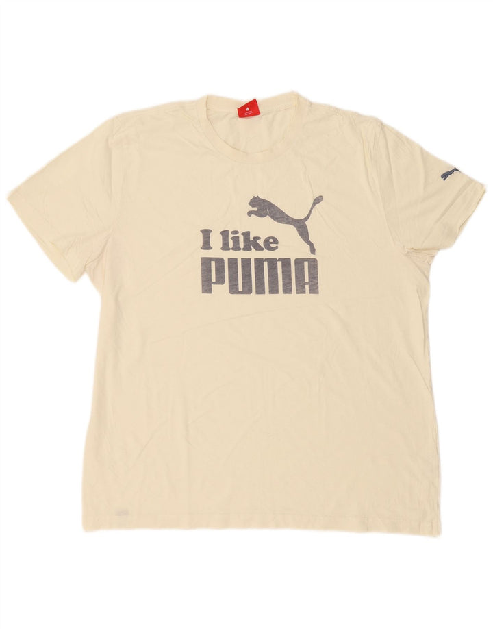 Puma Herre Grafisk T-Shirt Top XL Off White
