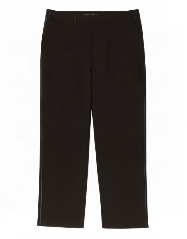 Marks & Spencer Mens Straight Suit Trousers W36 L31 Black Polyester