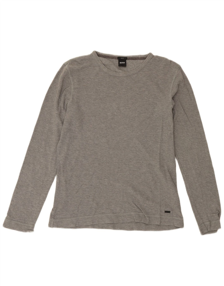 HUGO BOSS Herre Slim Fit Top Langærmet Stor Grå Bomuld