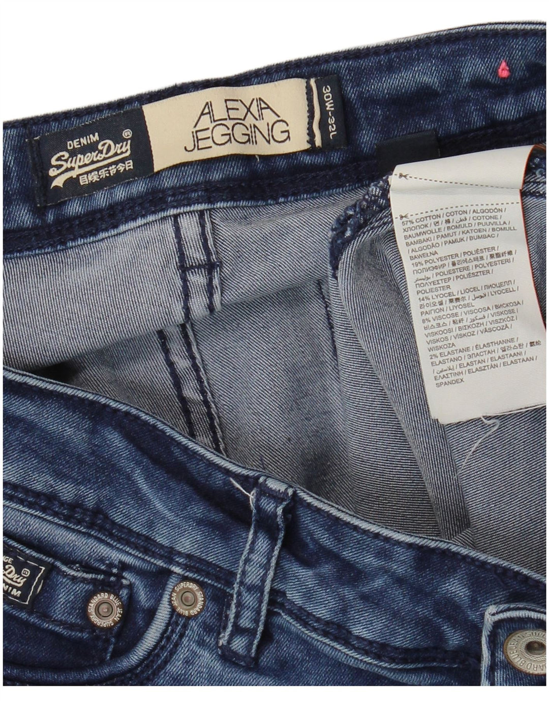 SUPERDRY Dame Alexia Jegging Skinny Jeans W30 L32 Blå Bomuld