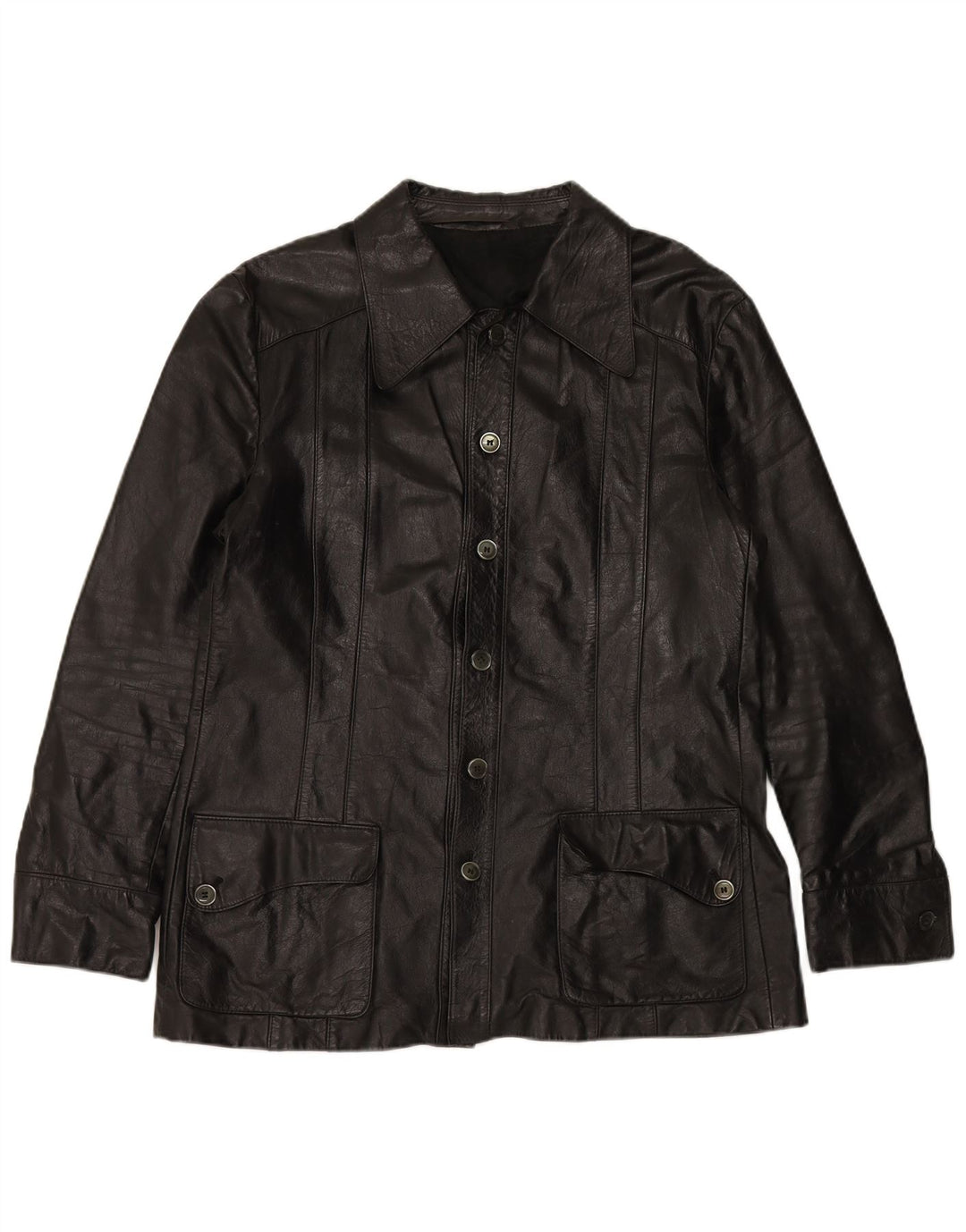 VINTAGE Herre Læderjakke UK 38 Medium Sort