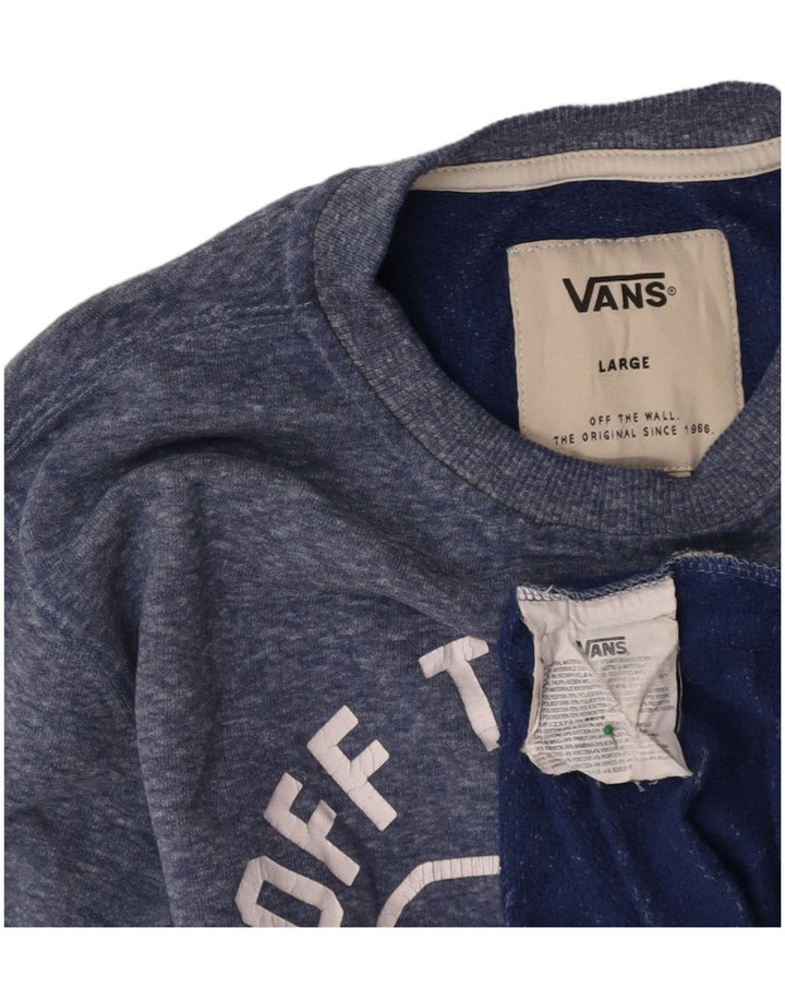 VANS Womens Graphic Sweatshirt Jumper UK 16 Large Blue Polyester