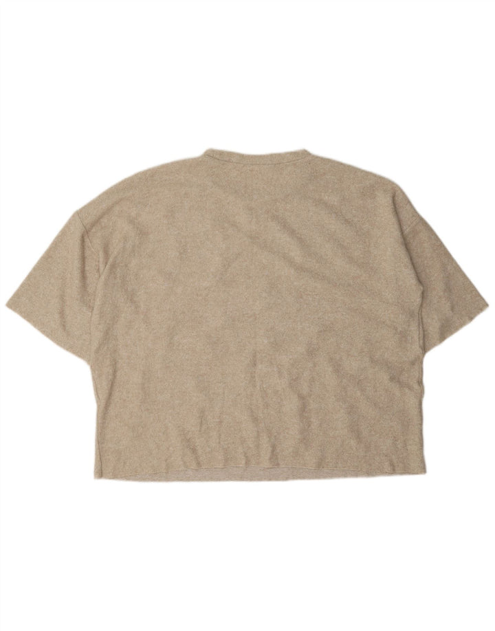 Zara Dame Oversized T-Shirt Top UK 16 Stor Beige Plettet