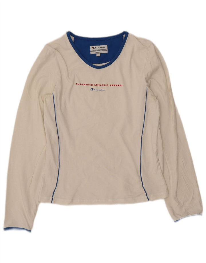 CHAMPION Dame Grafisk Top Langærmet UK 14 Large White