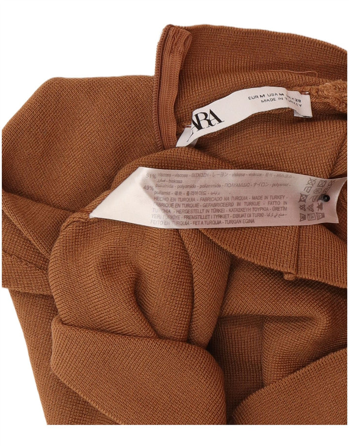 Zara Womens Sleeveless Crop Top UK 12 Medium Brun Polyamid