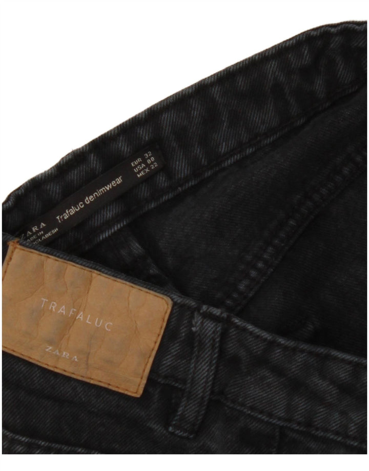ZARA Dame Jeans med høj talje EU 32 2XS W22 L26 Sort