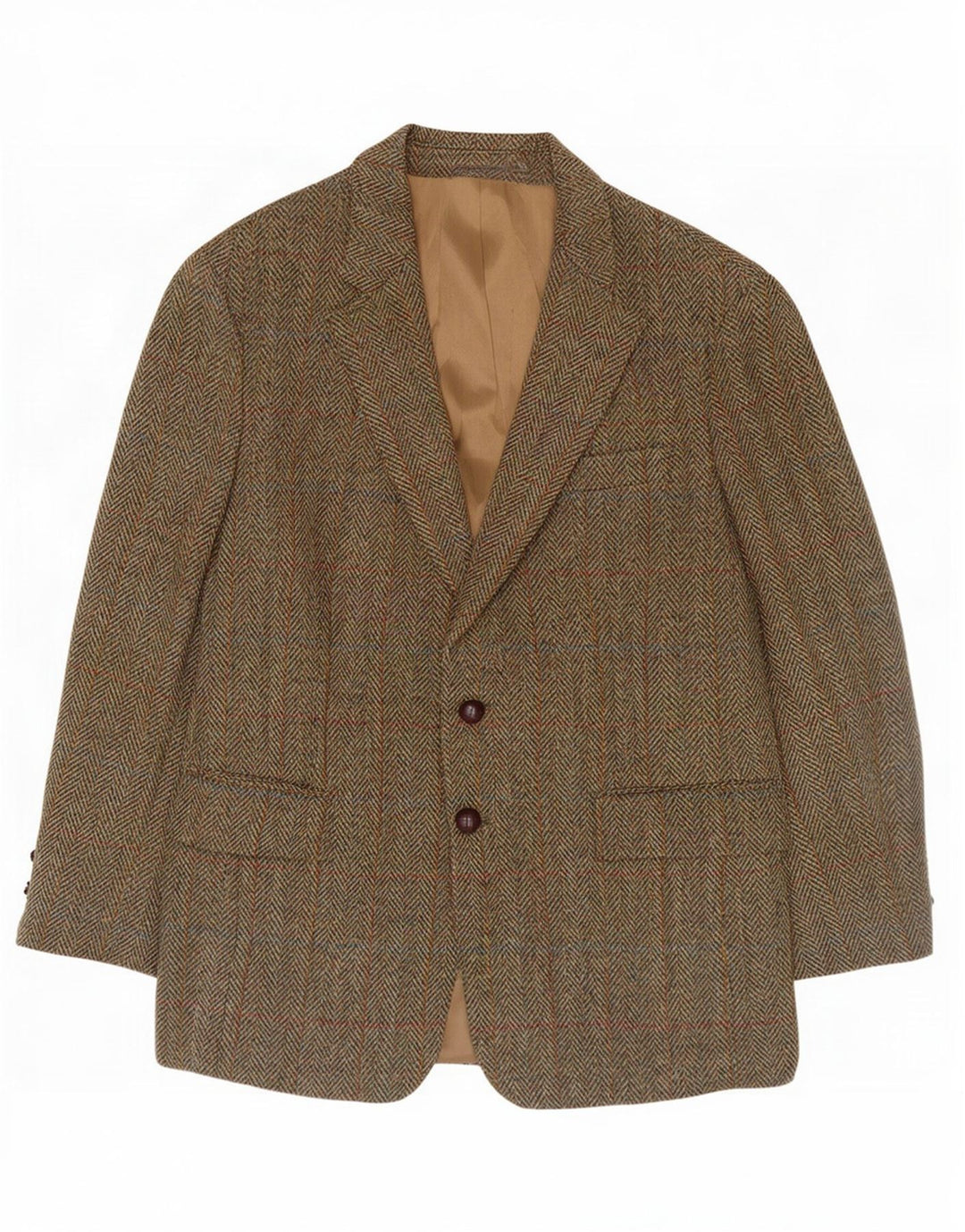 Harris Tweed Herre Short Blazer Jacket EU 48 Medium Khaki Herringbone