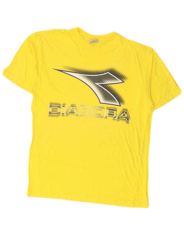 DIADORA Herre grafisk T-shirt Top Medium Gul Bomuld