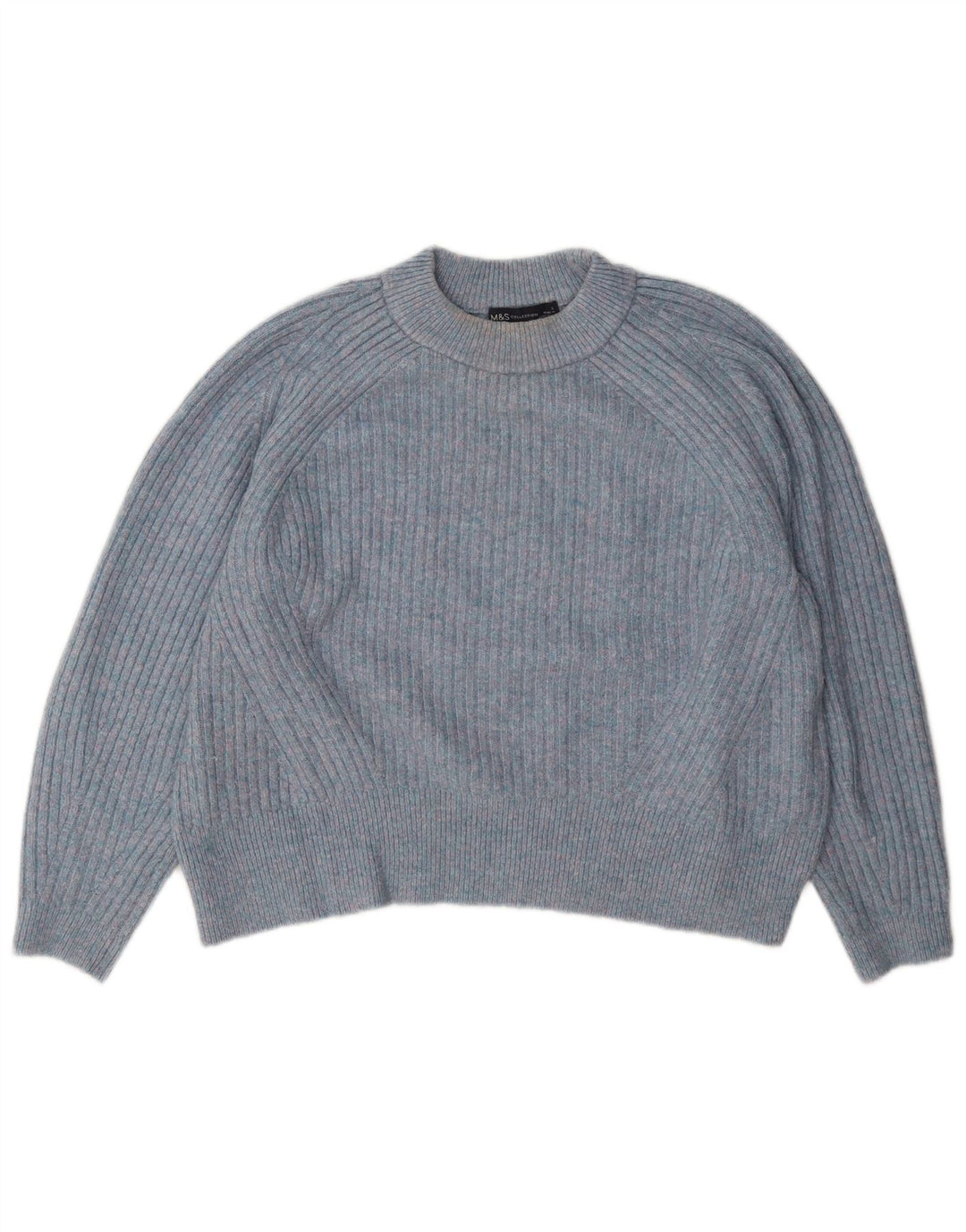 Marks & Spencer Dame Turtle Neck Jumper Sweater UK 14 Large Blue Flecked