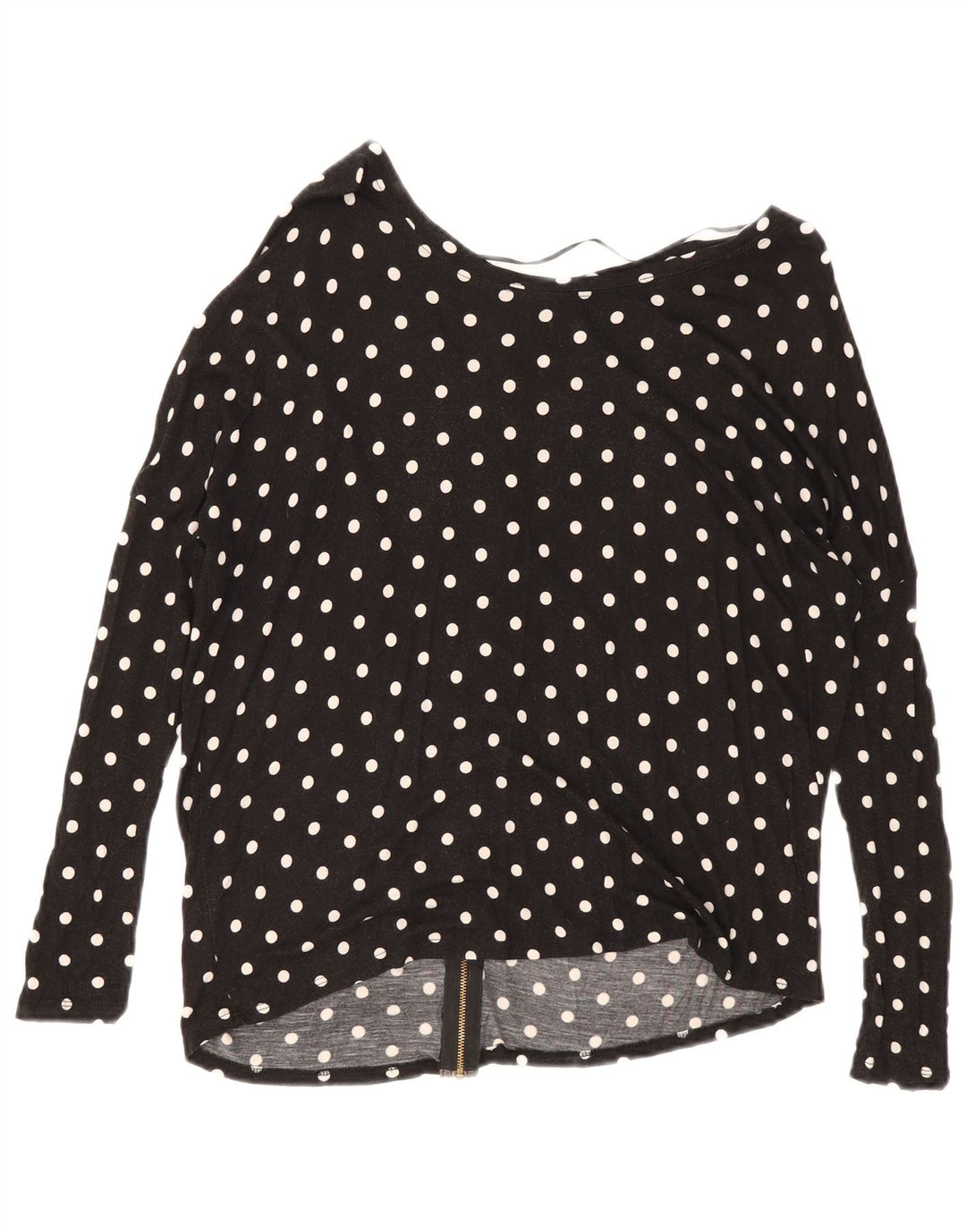 Zara Dame Oversized Cardigan Top UK 10 Small Black Polka Dot Viscose