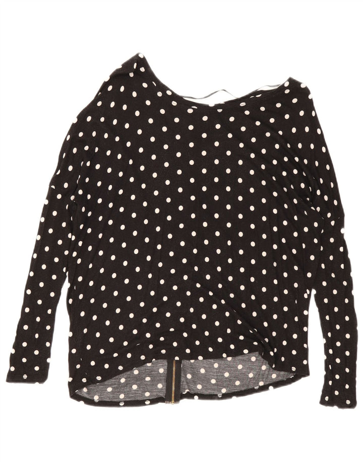 Zara Dame Oversized Cardigan Top UK 10 Small Black Polka Dot Viscose