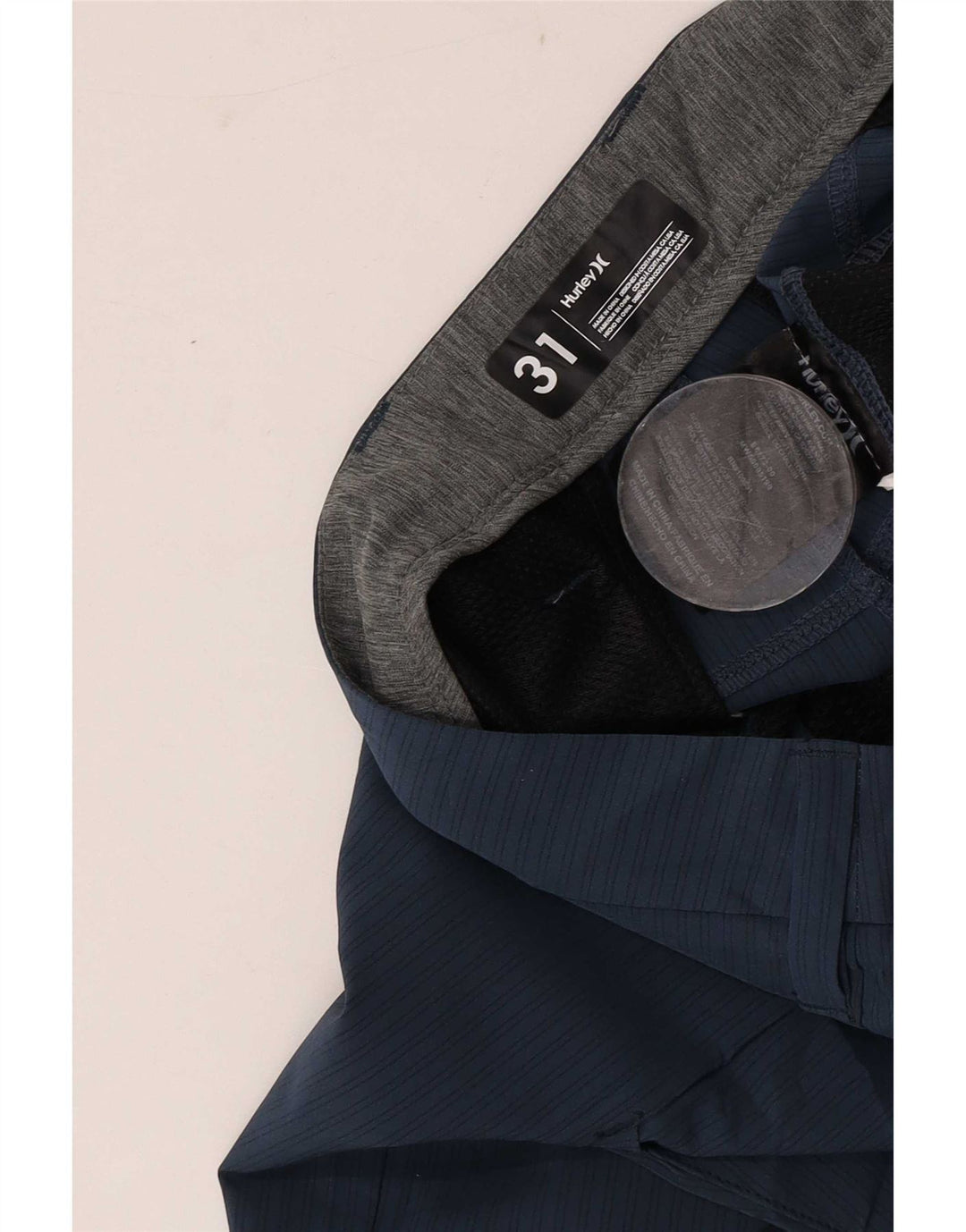 Hurley Herre Chino Shorts Medium W31 Marineblå stribet polyester