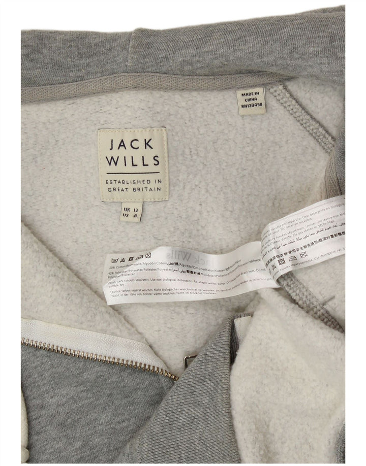 Jack Wills Dame Grafisk Hættetrøje Sweater UK 12 Medium Grey Bomuld