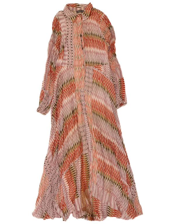 MINT FLØJEL Dame Langærmet Maxikjole UK 12 Medium Flerfarvet Ikat