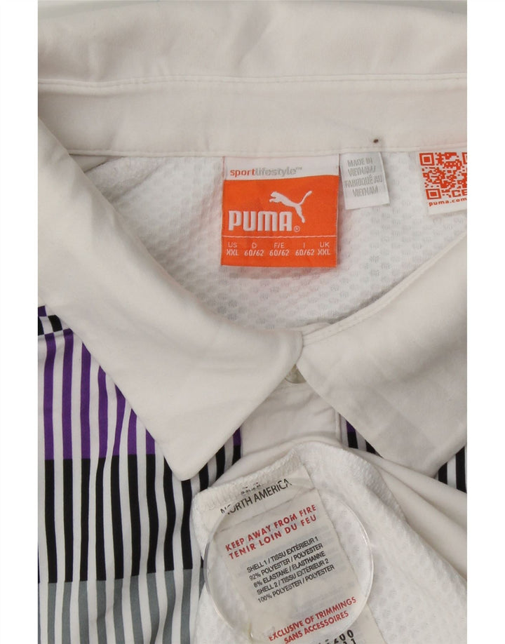 PUMA Poloshirt til mænd 2XL Hvid nålestribet polyester