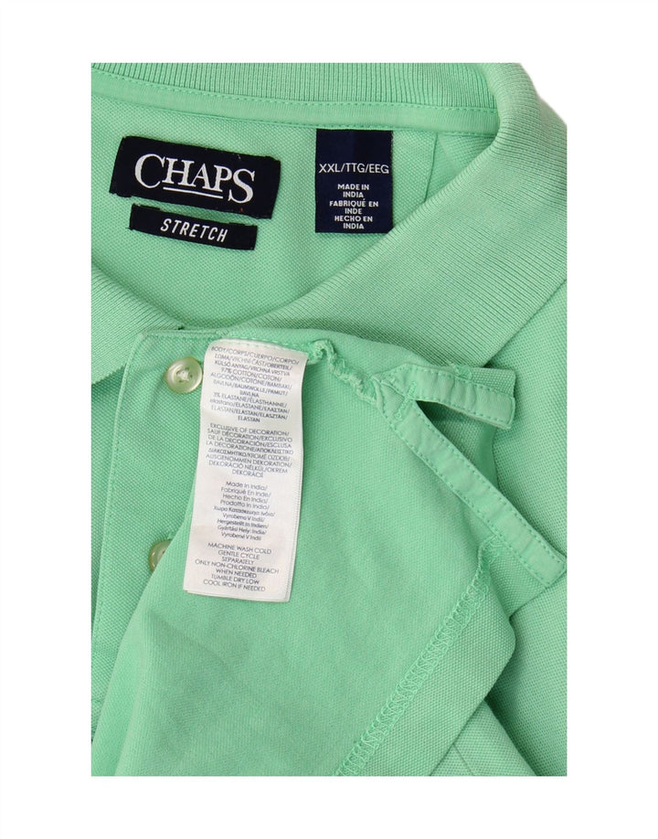 CHAPS Mens Stretch Polo Shirt 2XL Turquoise Cotton Vintage Chaps and Second-Hand Chaps from Messina Hembry 