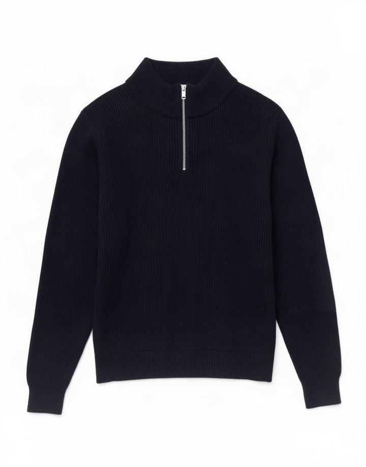 Marks & Spencer Herre sweater med lynlåshals mellem marineblå polyester