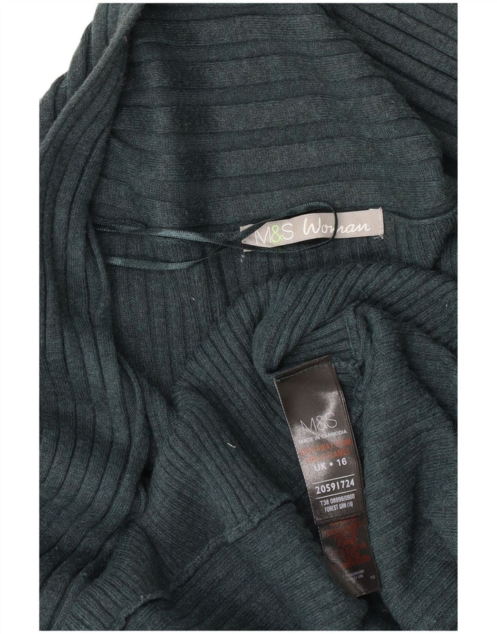 Marks & Spencer Dame Asymmetrisk Åben Cardigan Sweater UK 16 Large Green