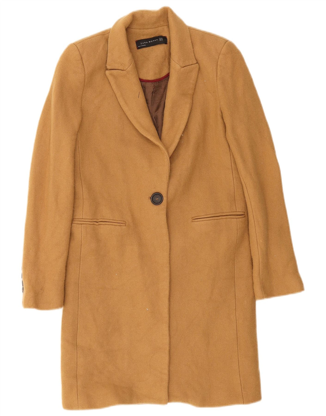 Zara Dame Overfrakke UK 6 XS Brun Uld