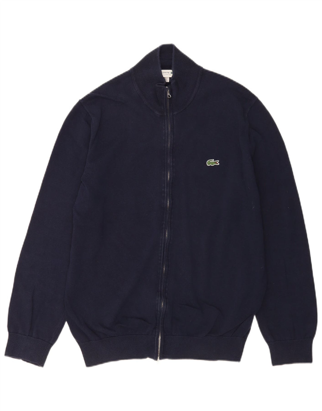 Lacoste Herre Classic Fit Cardigan Sweater Størrelse 4 Medium Marineblå Bomuld