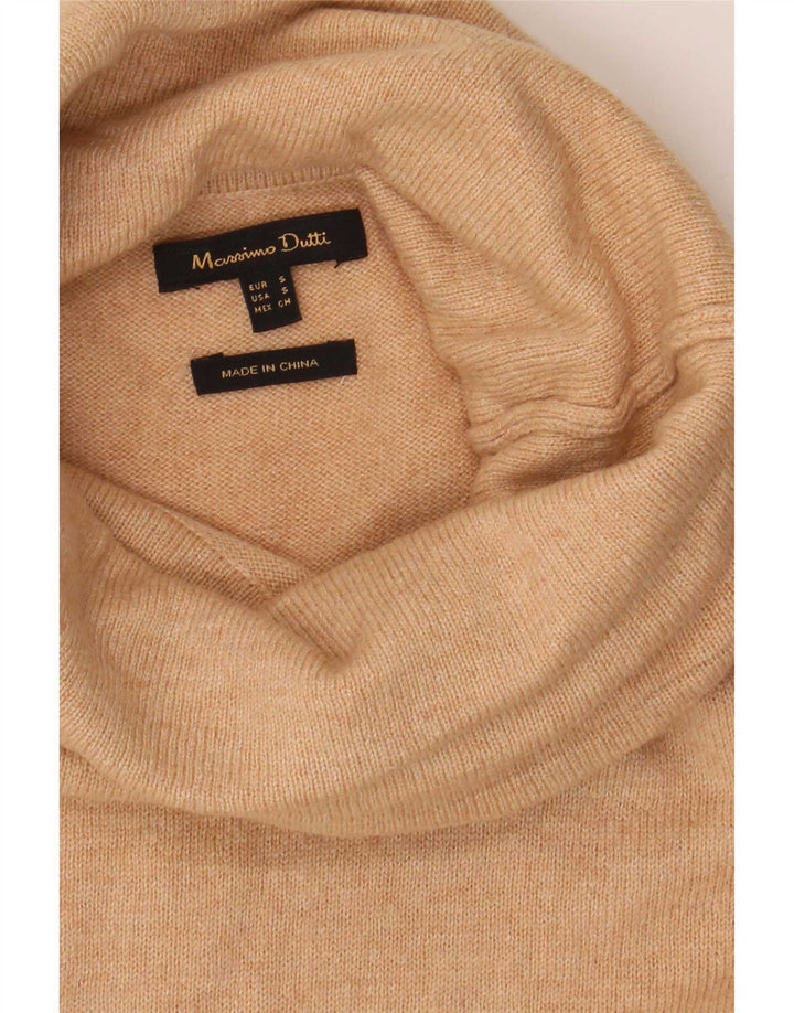 Massimo Dutti Dame Oversized Roll Neck Jumper Sweater UK 10 Small Beige