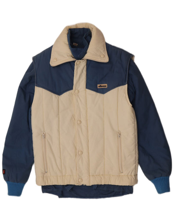 Ellesse Dame Windbreaker Jacket IT 44 Medium Blue Colourblock Bomuld