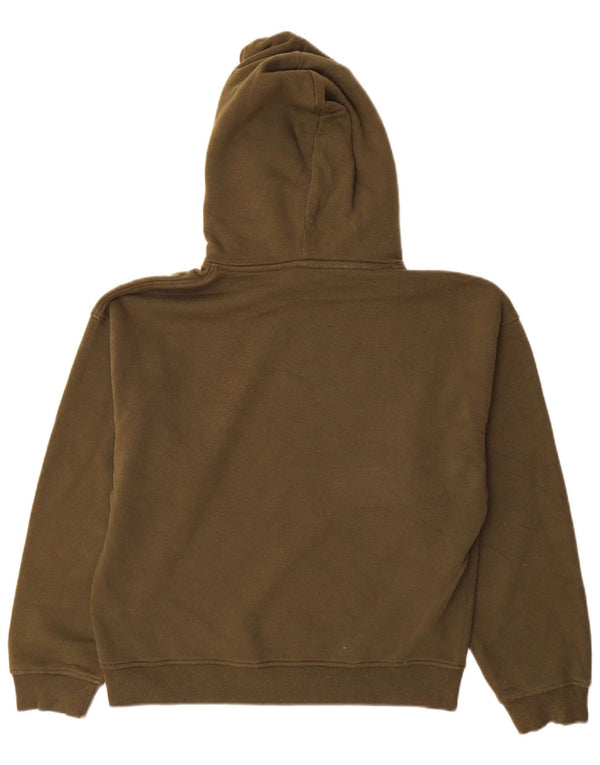 Zara Dame Oversized Hoodie Jumper UK 10 Small Khaki Cotton