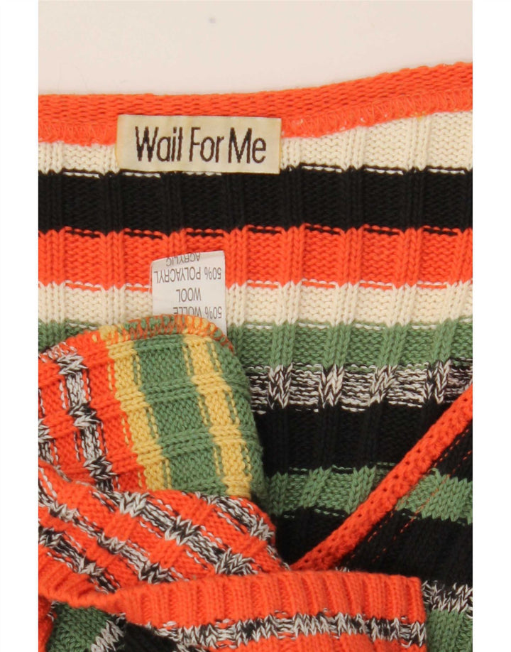 Vintage dame cardigan sweater UK 16 Stor flerfarvet stribet uld