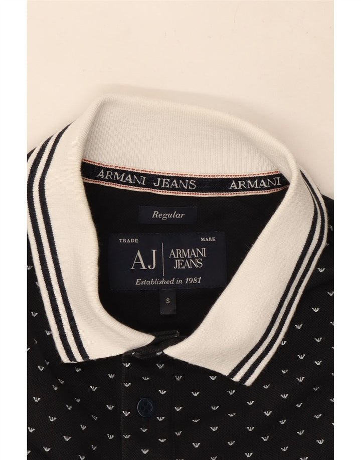 Armani Herre Regular Polo Shirt Lille sort plettet bomuld
