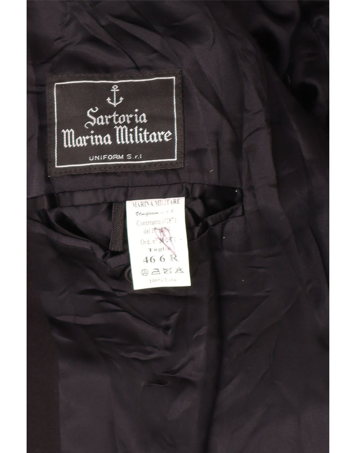 MARINA MILITARE Womens Double Breasted Overcoat IT 46 Large Black Wool