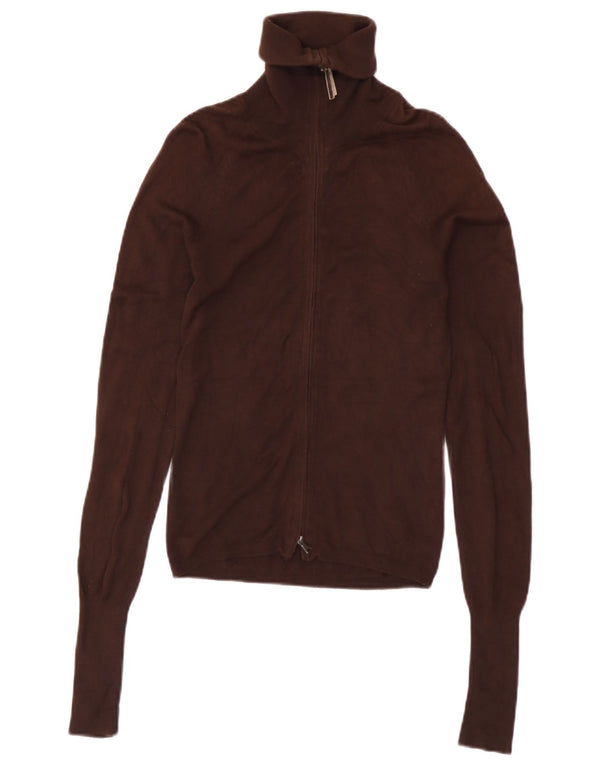 Zara Dame Cardigan Sweater UK 8 Small Brown Rayon