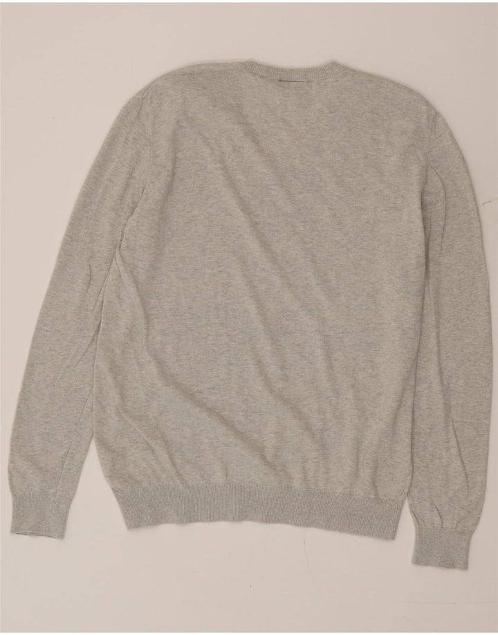 Lacoste Herre V-hals sweater Størrelse 5 Large Grå Flecked Bomuld