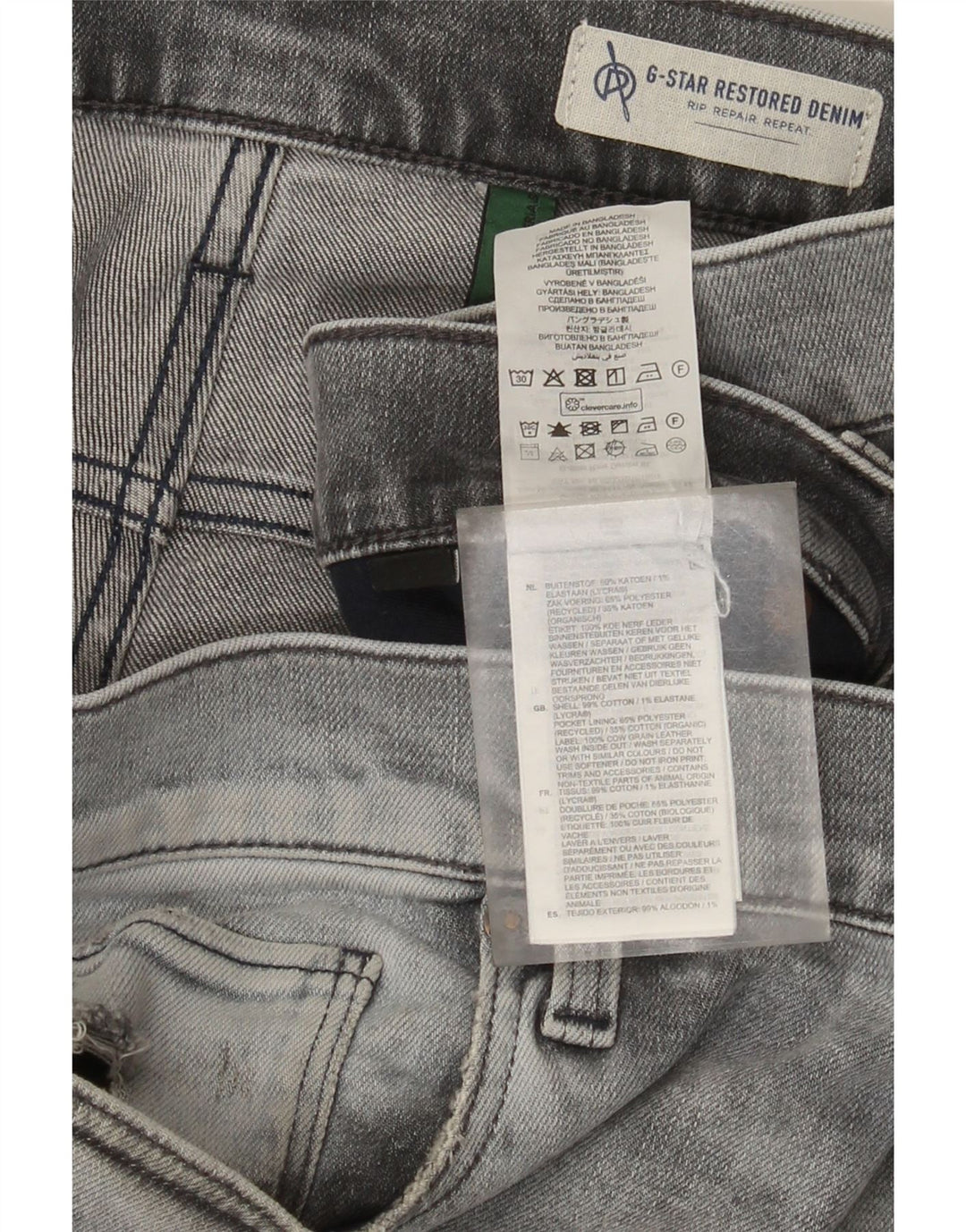 G-Star Herre 3301 Distressed Slim Jeans W36 L36 Grå Bomuld