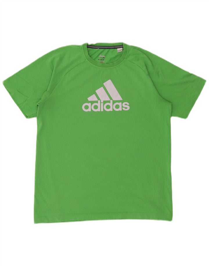ADIDAS drenge Climalite grafisk t-shirt top 15-16 år grøn bomuld
