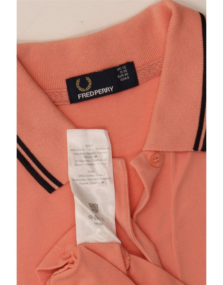 Fred Perry Dame Polo Shirt UK 12 Medium Pink Bomuld