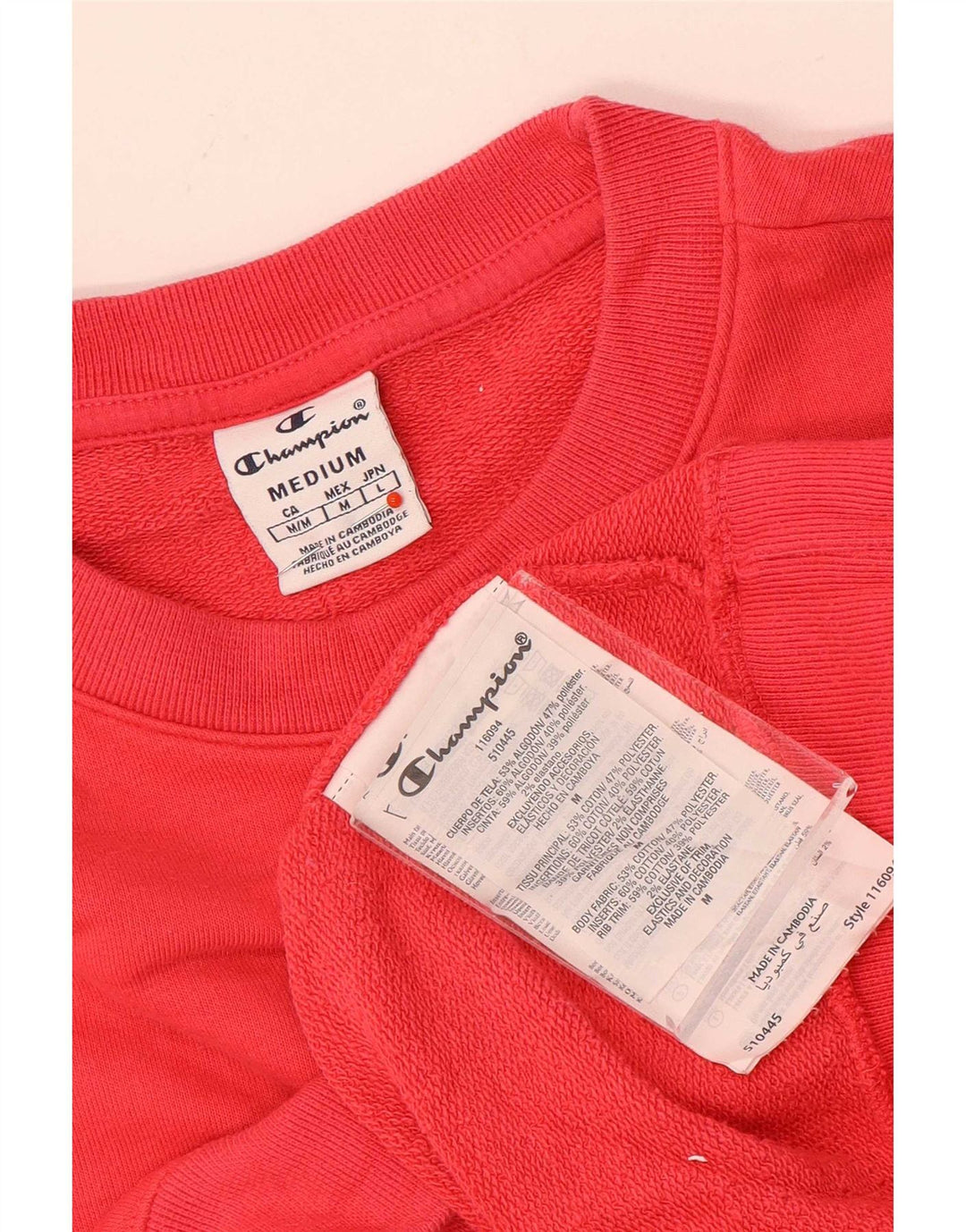 Champion Womens Graphic Crop Sweatshirt Jumper UK 14 Medium Rød Bomuld