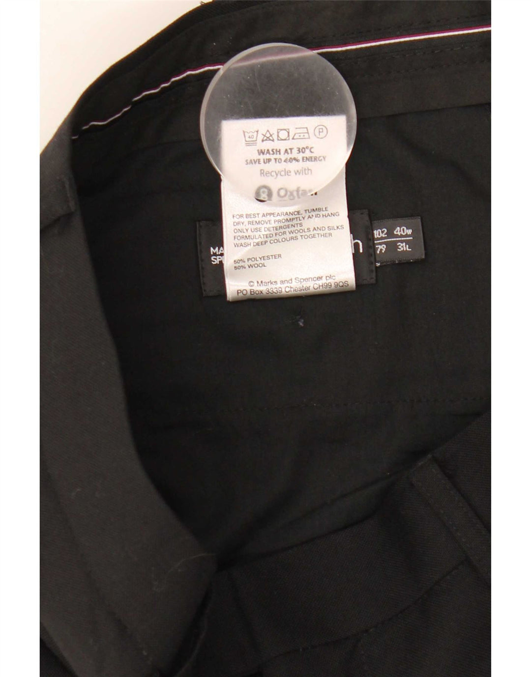 Marks & Spencer Herre Autograph Straight Suit Bukser W40 L31 Sort