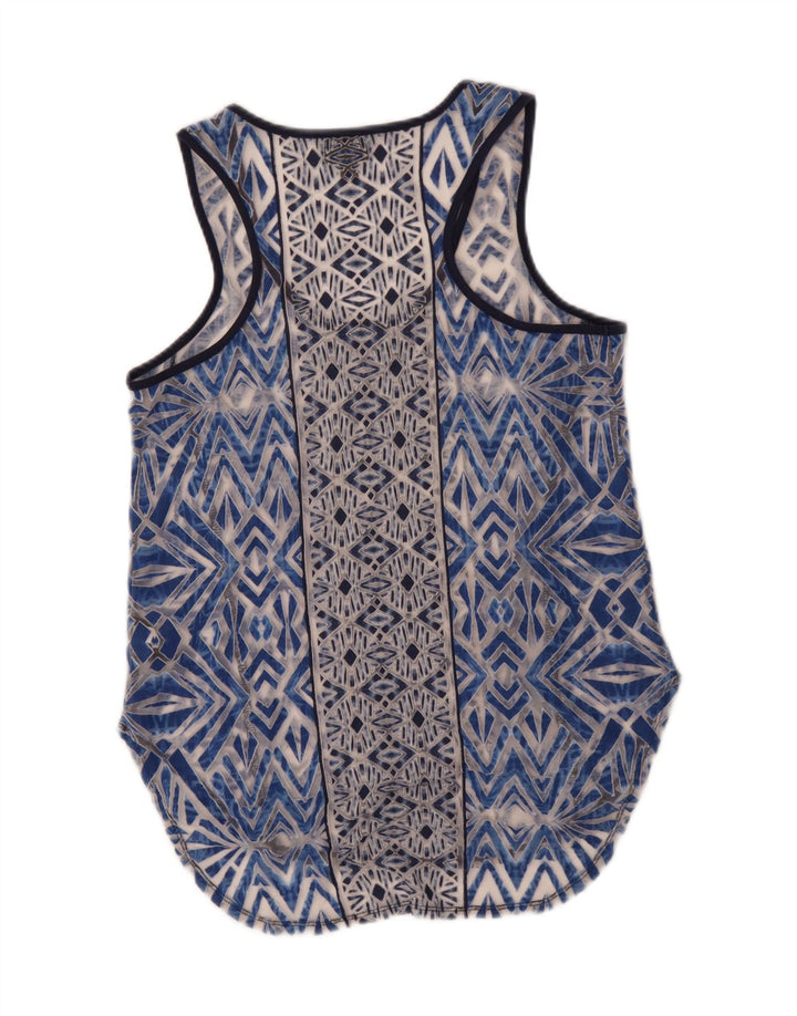 MOSSIMO Womens Sleeveless Blouse Top UK 14 Medium Blue Geometric Rayon Vintage Mossimo and Second-Hand Mossimo from Messina Hembry 