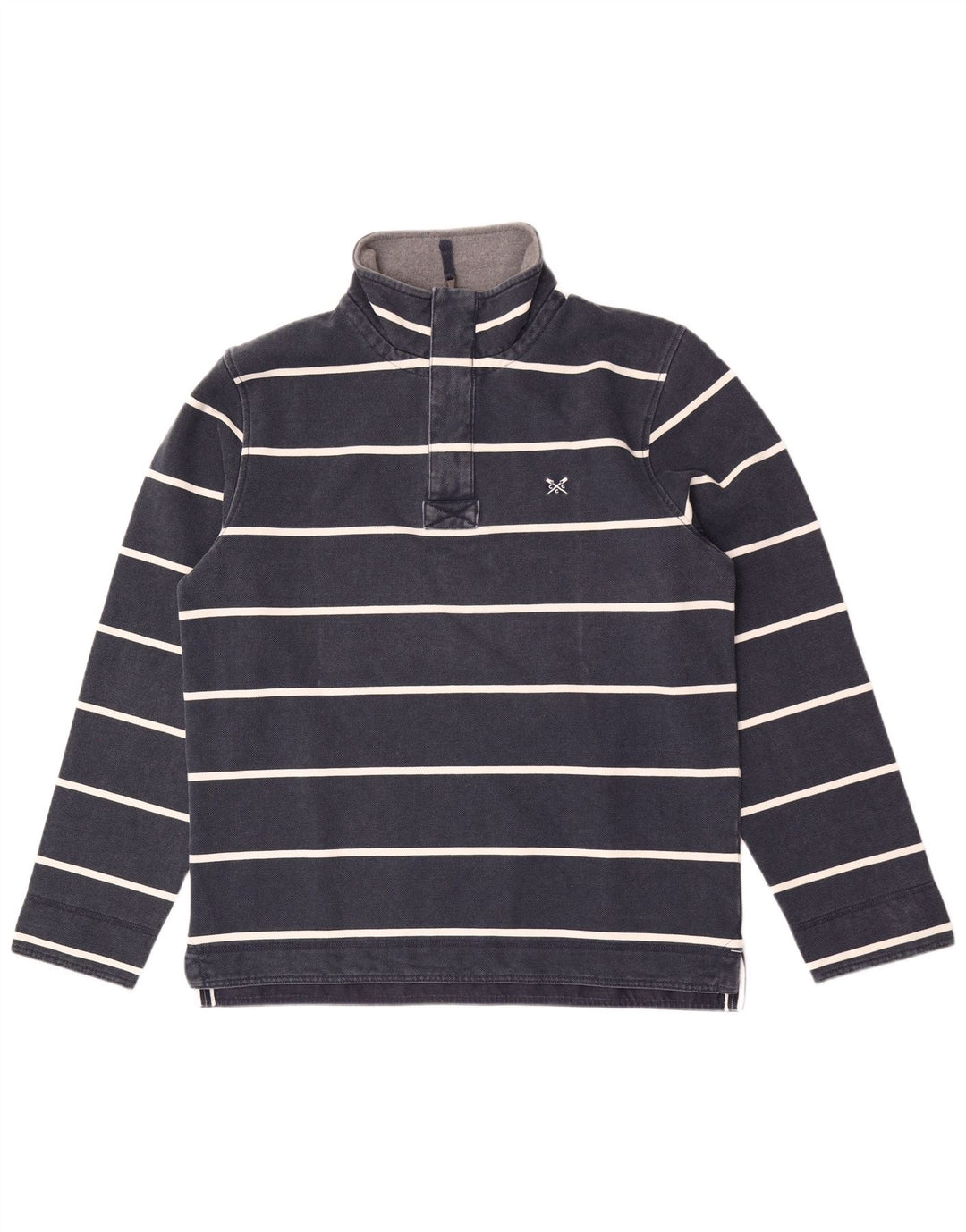 Besætningstøj Herre Zip Neck Sweatshirt Jumper Large Navy Blue Stribet