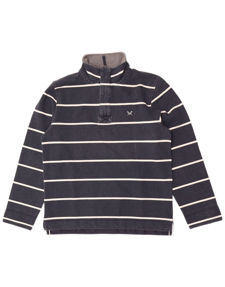 Besætningstøj Herre Zip Neck Sweatshirt Jumper Large Navy Blue Stribet
