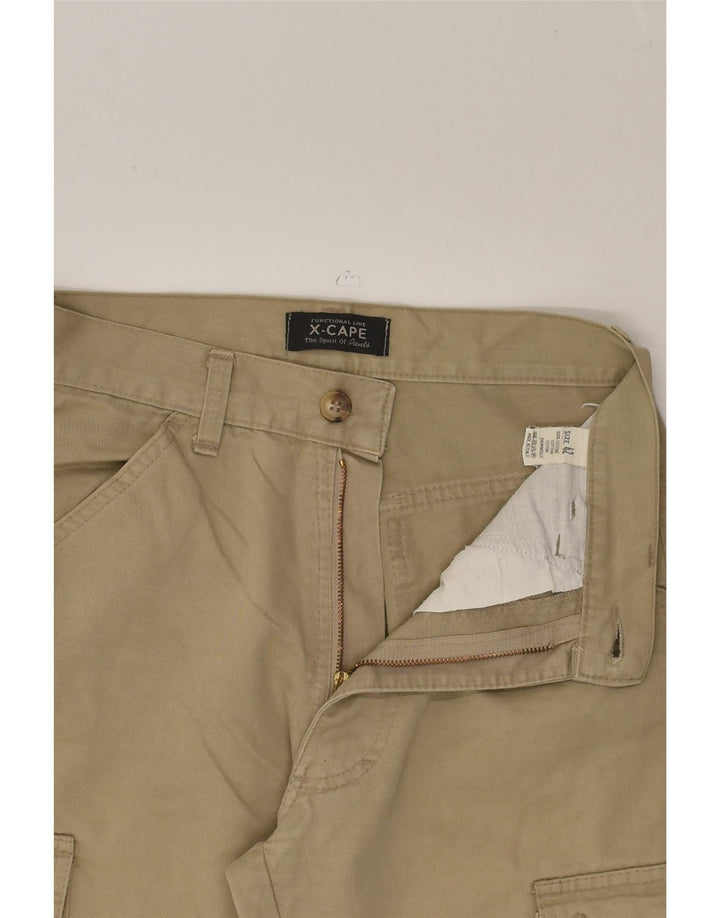 X-CAPE Womens High Waist Cargo Trousers IT 42 Medium W26 L32 Beige Cotton | Vintage X-Cape | Thrift | Second-Hand X-Cape | Used Clothing | Messina Hembry 