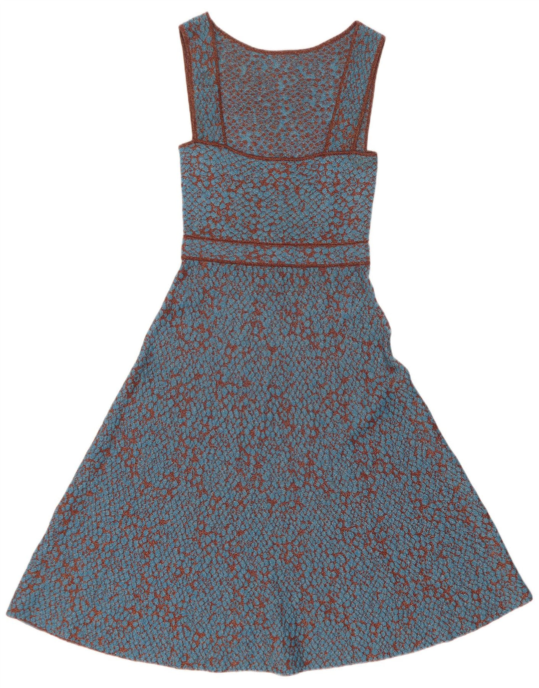 Missoni Dame Ærmeløs A-Line Kjole IT 42 Medium Blue Plettet Polyamid