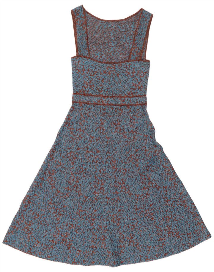 Missoni Dame Ærmeløs A-Line Kjole IT 42 Medium Blue Plettet Polyamid
