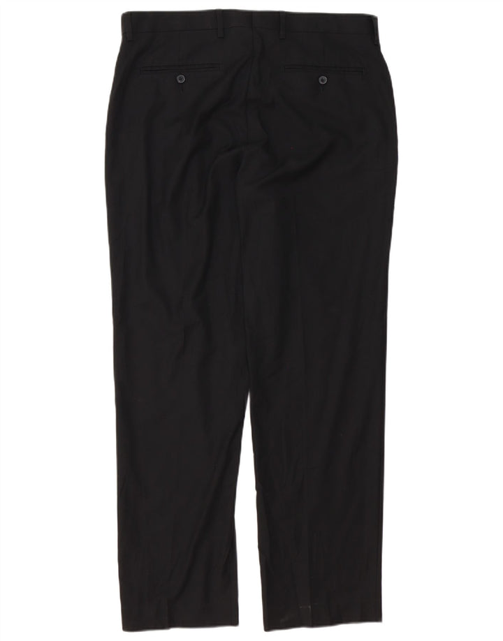 Marks & Spencer Herre Regular Fit Suit Bukser W34 L31 Sort polyester