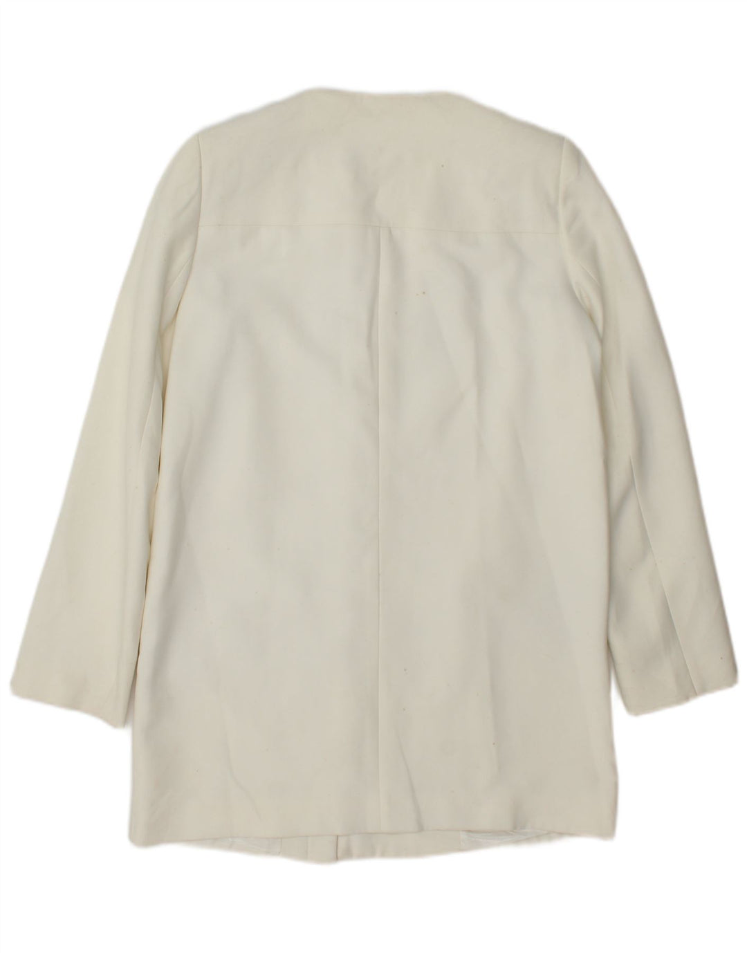 Zara Dame Longline Blazer Jacket UK 14 Medium White Polyester