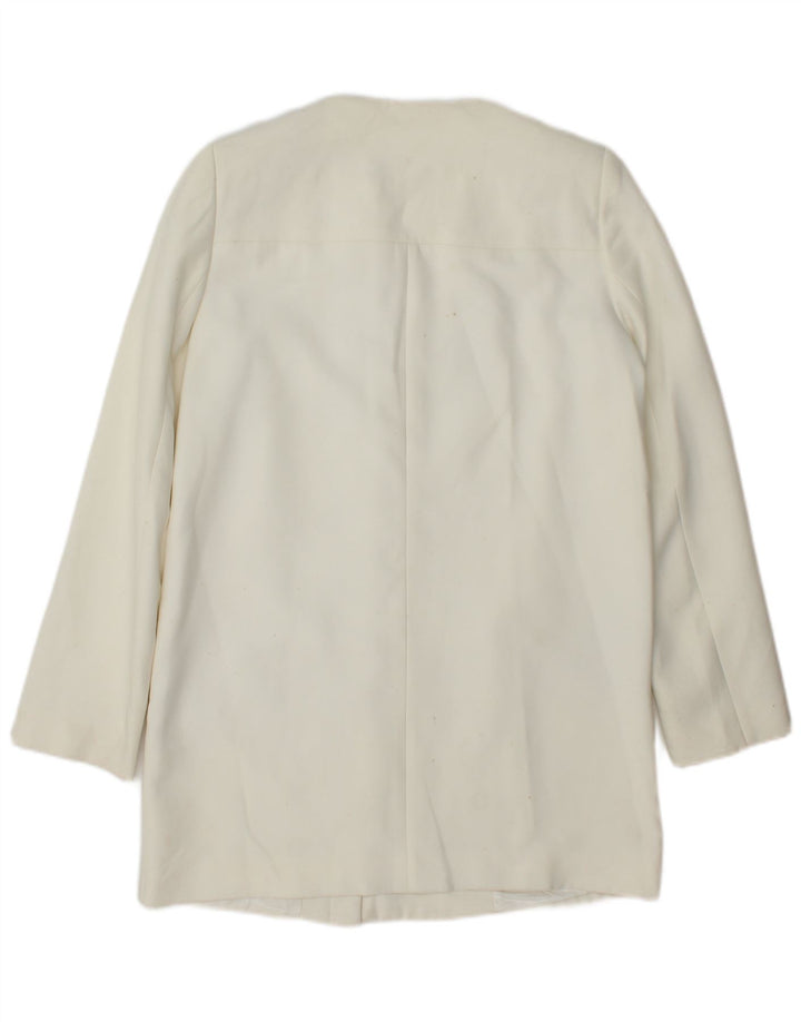 Zara Dame Longline Blazer Jacket UK 14 Medium White Polyester