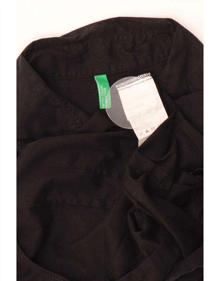 Benetton Womens Shirt Bodysuit UK 14 Stor sort bomuld