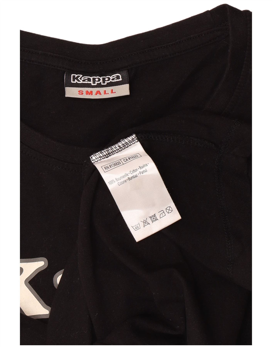 KAPPA Grafisk T-shirt top til kvinder UK 10 Lille sort bomuld