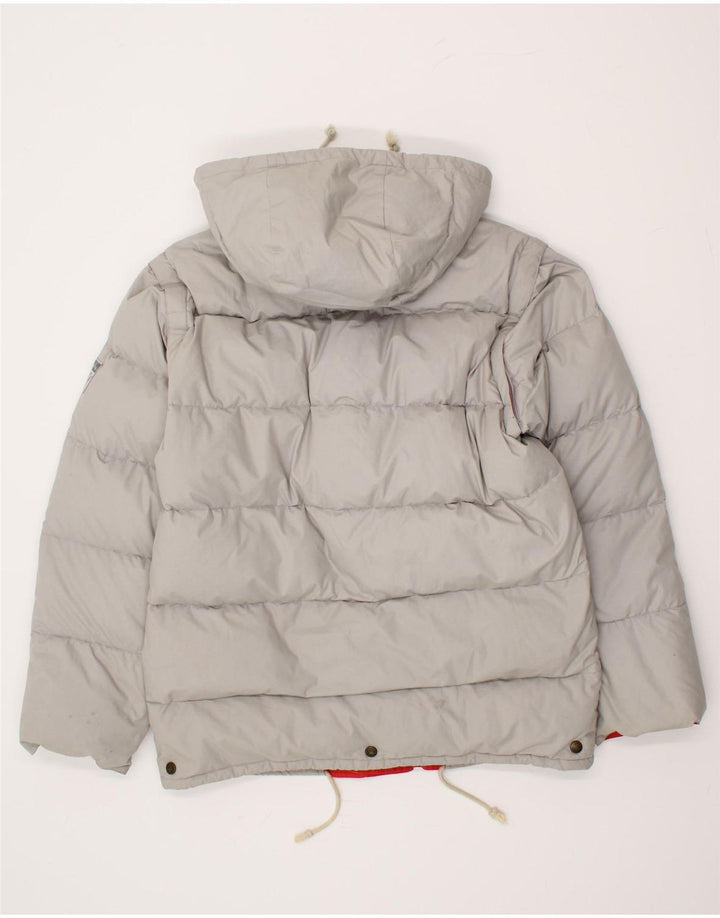 VINTAGE Mens Hooded Padded Jacket UK 36 Small Grey Polyester Vintage Vintage and Second-Hand Vintage from Messina Hembry 